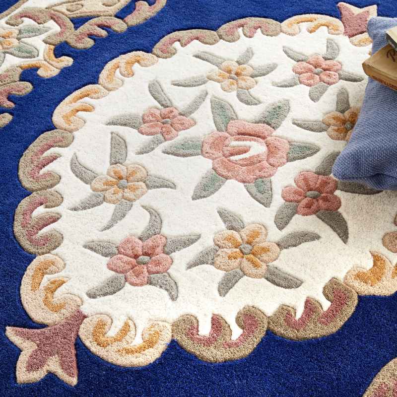 Shensi Traditional Wool Rugs in Navy Blue