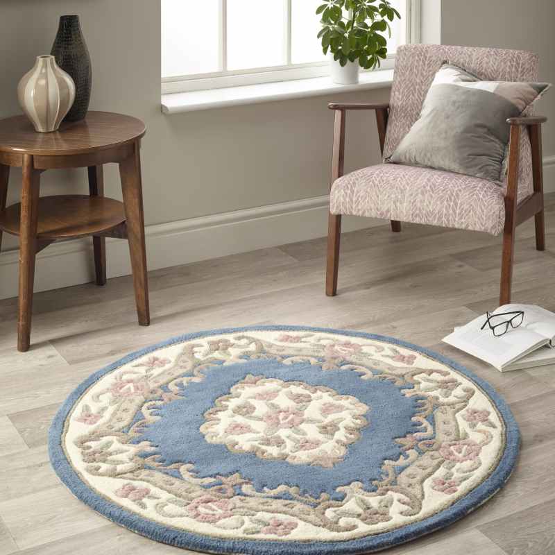 Shensi Traditional Circular Rugs in Blue – The Rug Seller