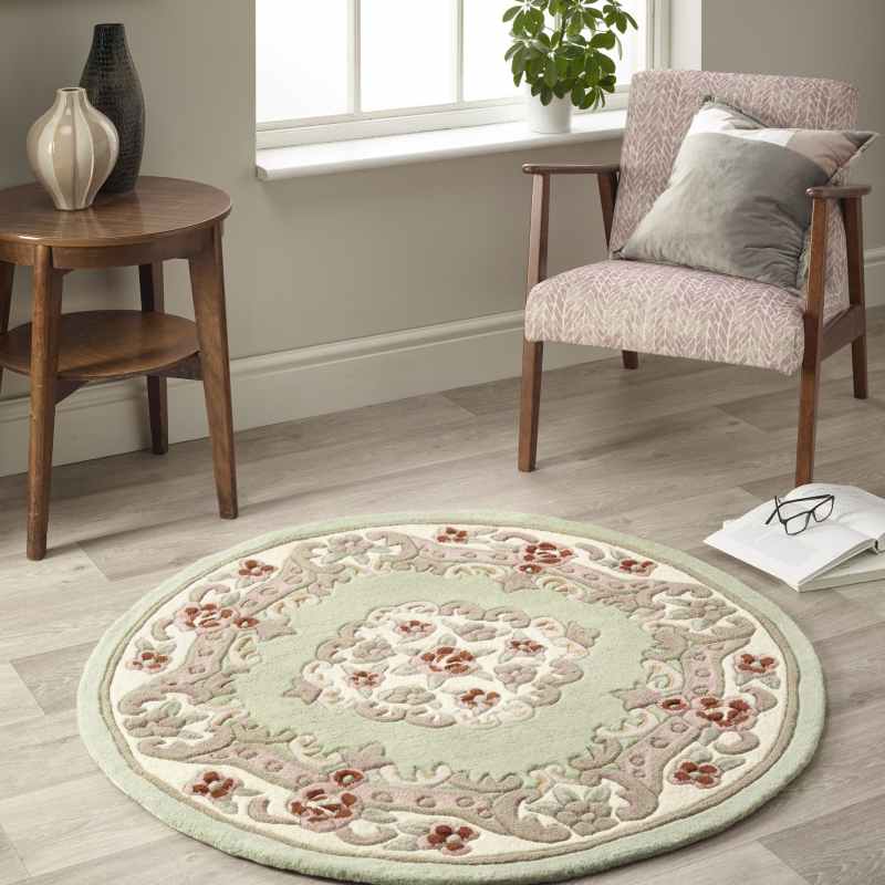 Circular Feature Rug Shensi Traditional Circular Rugs in Green – The Rug Seller