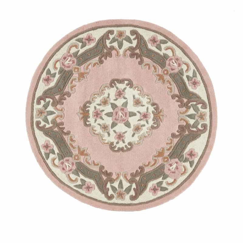 Shensi Traditional Circular Rugs in Rose Pink