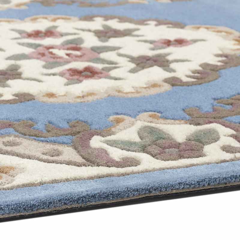 Shensi Traditional Half Moon Rugs in Blue