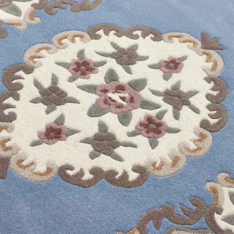 Shensi Traditional Half Moon Rugs in Blue