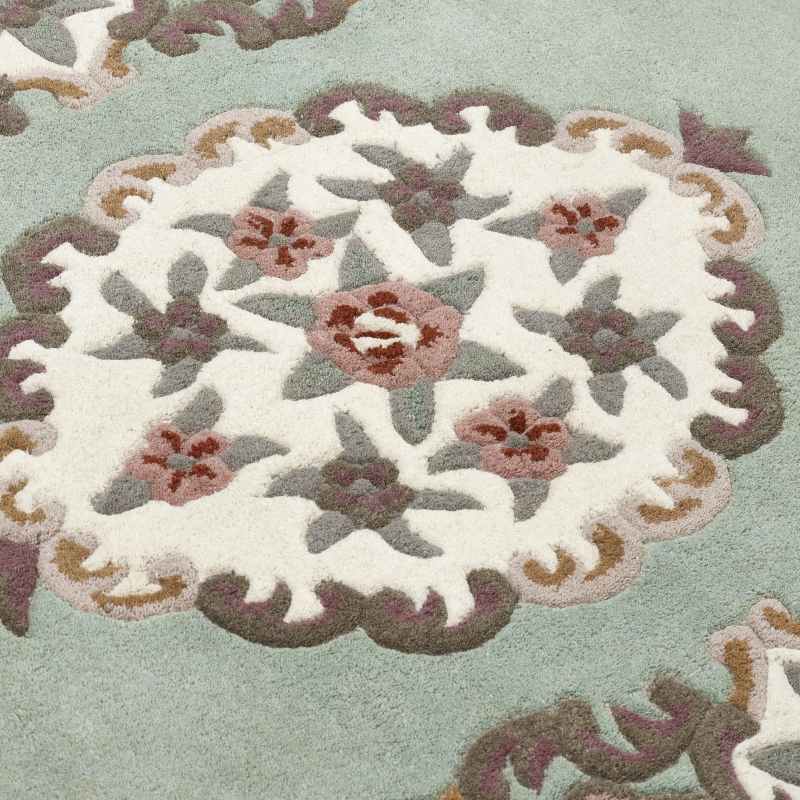 Shensi Traditional Half Moon Rugs in Green