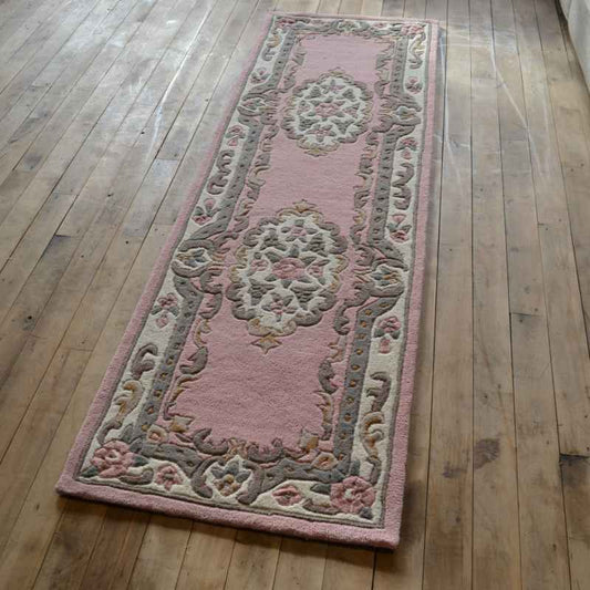 Shensi Traditional Wool Runner in Rose Pink