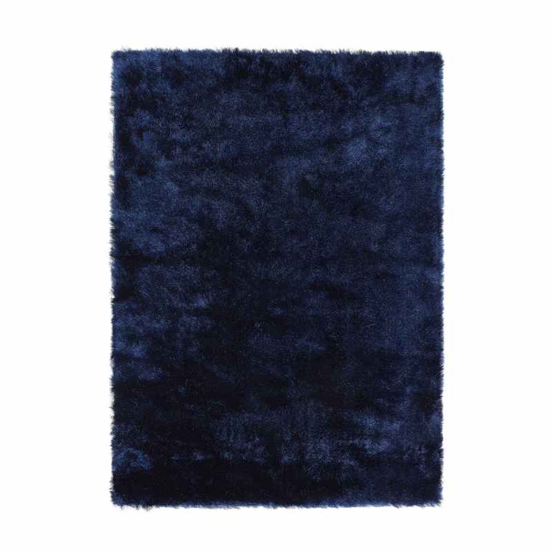 Shimmer Shaggy Lustrous Rugs in Indigo