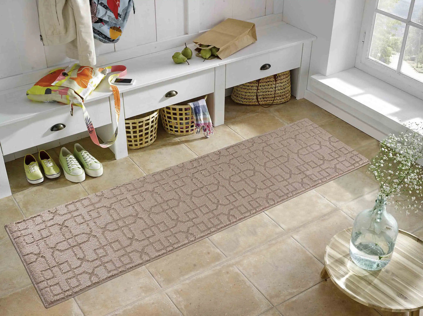 Washable 9mm Gel-Back Ivy Siam Beige Rug