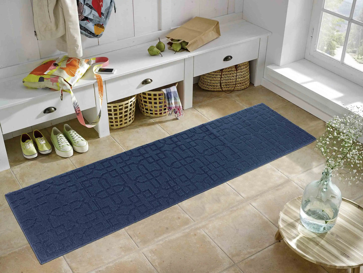 Washable 9mm Gel-Back Ivy Siam Navy Rug