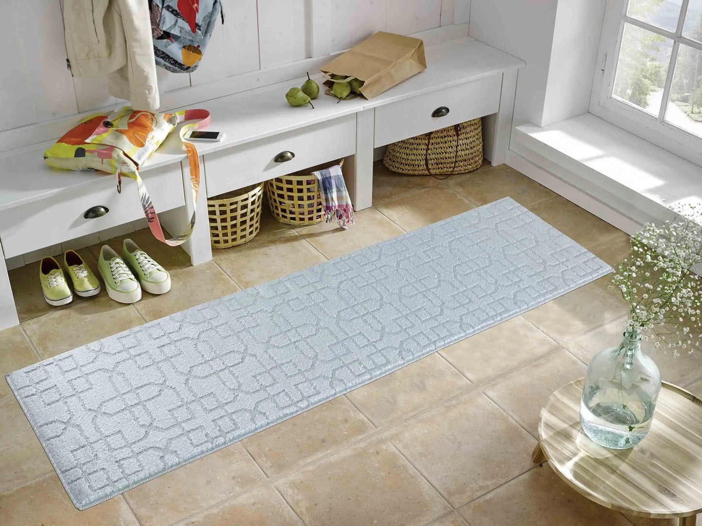 Washable 9mm Gel-Back Ivy Siam Silver Rug