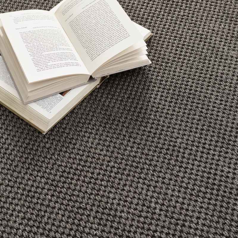 Origins Sisal Woven Border Textured Rug in Dark Grey