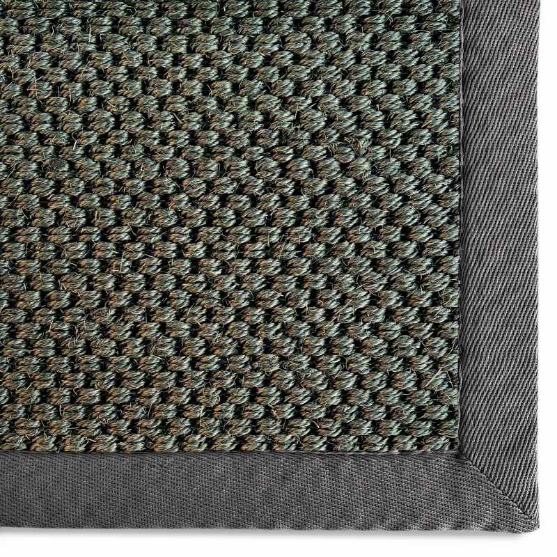Origins Sisal Woven Border Textured Rug in Dark Grey