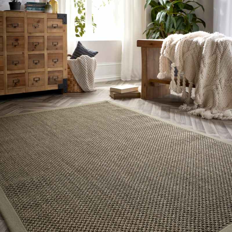 Origins Sisal Woven Border Textured Rug in Sage Green – The Rug Seller