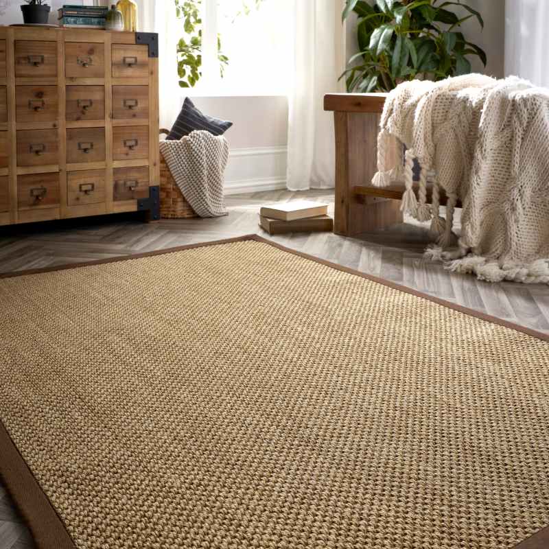 Origins Sisal Woven Border Textured Rug in Warm Natural – The Rug Seller