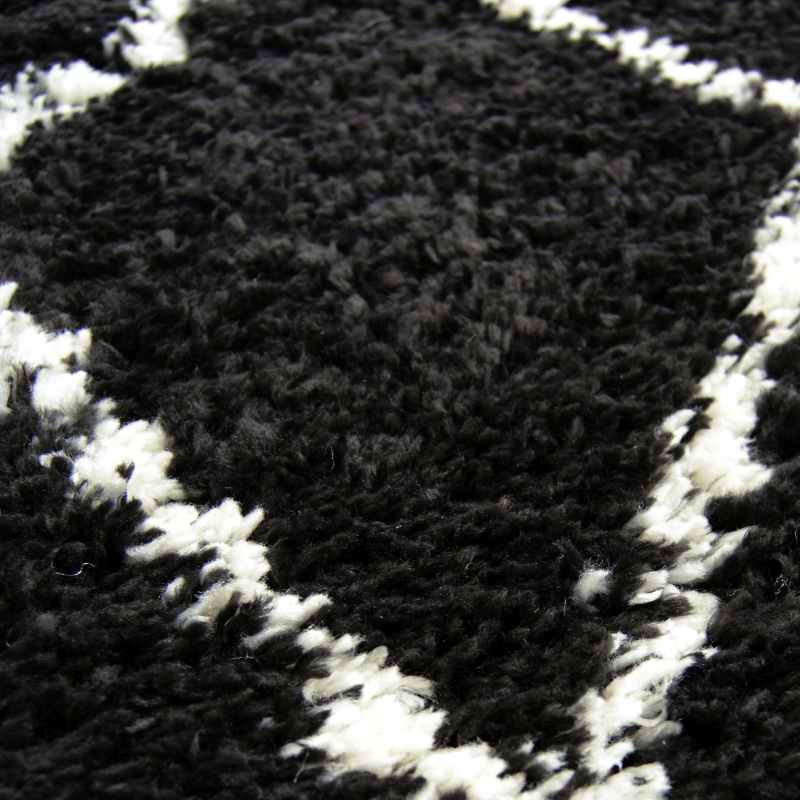Snug Nomadic Shaggy Geometric Rugs in Black