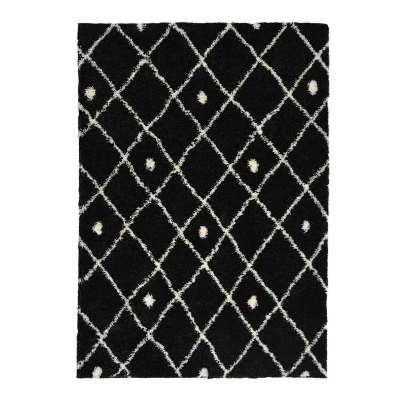 Snug Nomadic Shaggy Geometric Rugs in Black