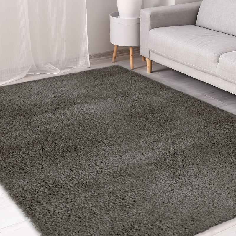 Snug Plain Shaggy Modern Rugs in Charcoal Grey – The Rug Seller