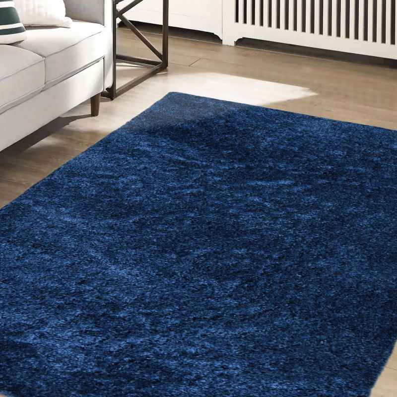 Snug Plain Shaggy Modern Rugs in Navy Blue – The Rug Seller