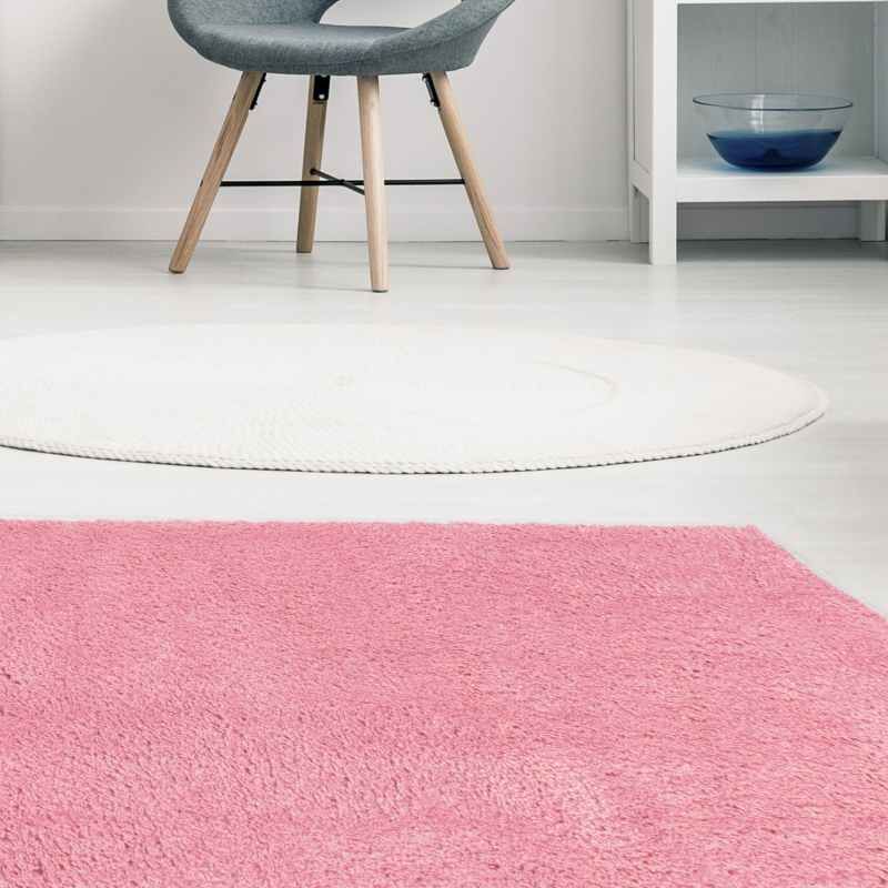 Snug Plain Shaggy Modern Rugs in Pink – The Rug Seller