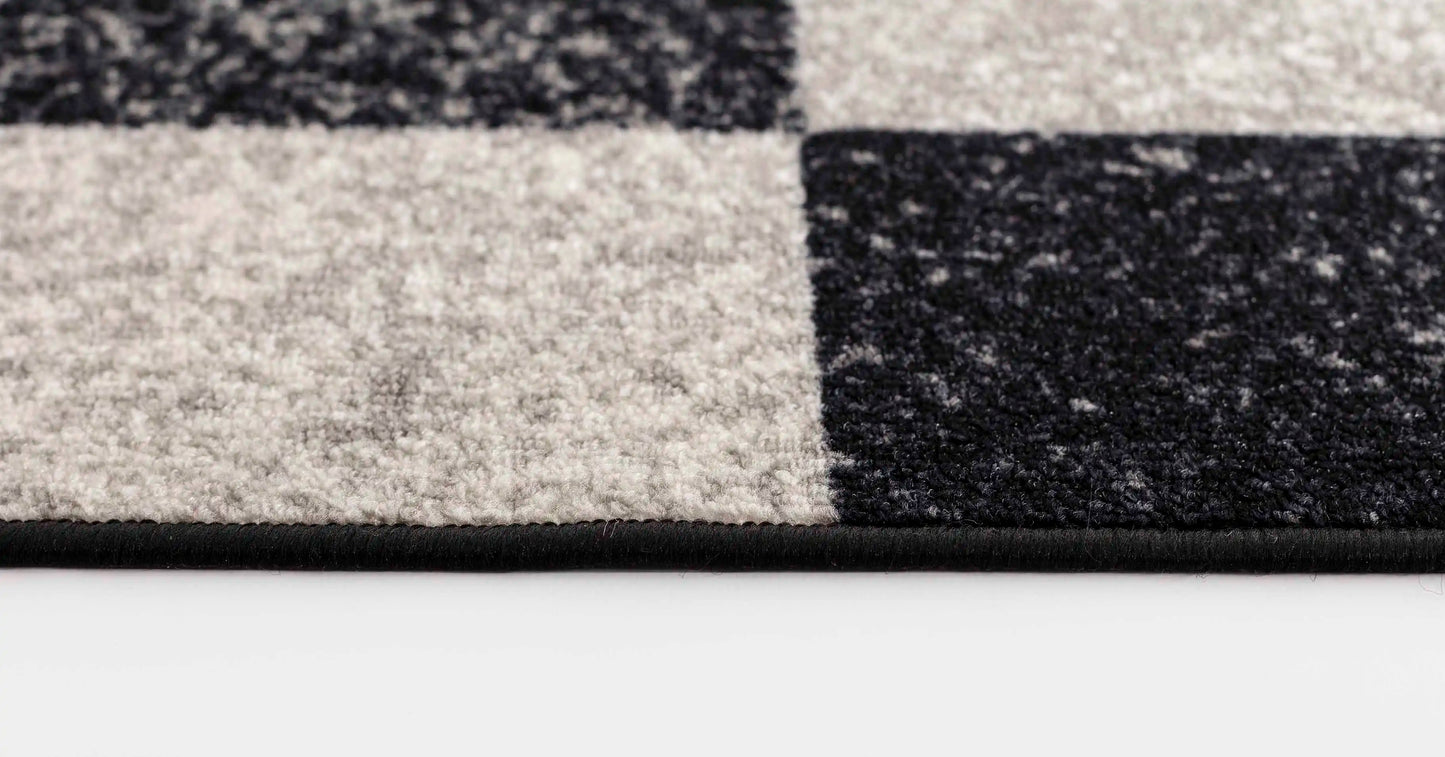 Washable Gel-Back Havana Square Black Rug
