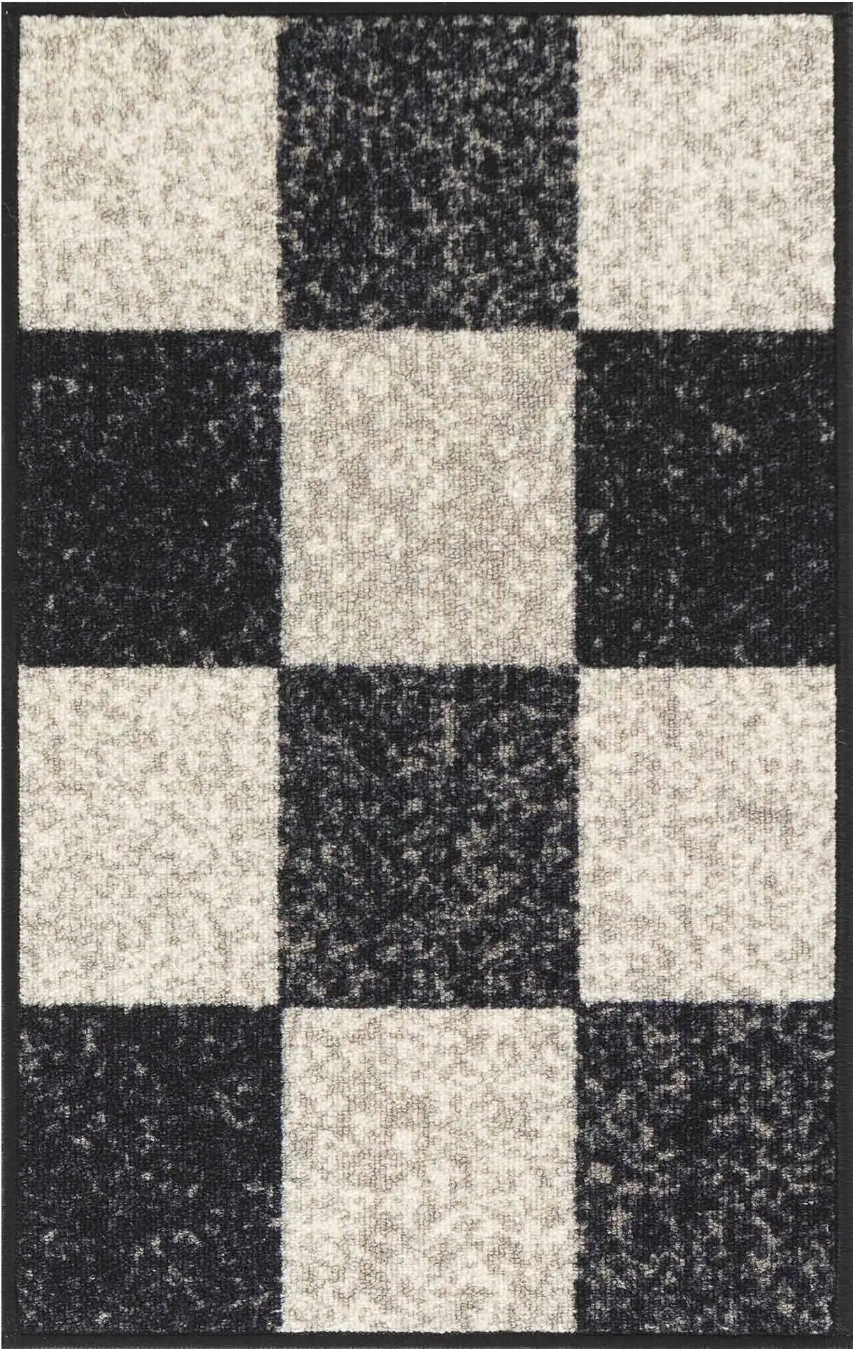 Washable Gel-Back Havana Square Black Rug