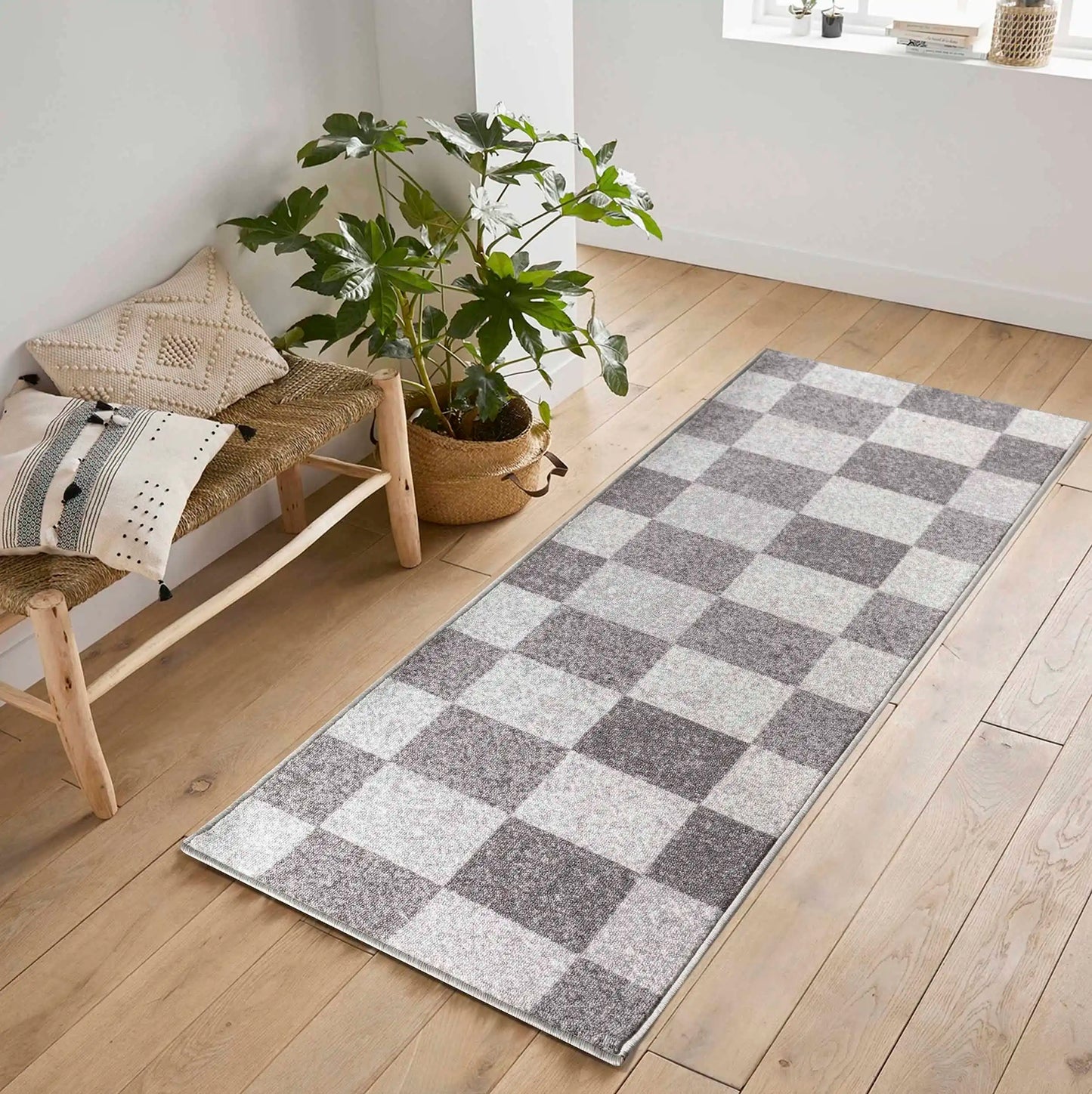 Washable Gel-Back Havana Square Grey Rug
