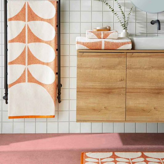 Sunflower Towels by Orla kiely in Sunset Orange