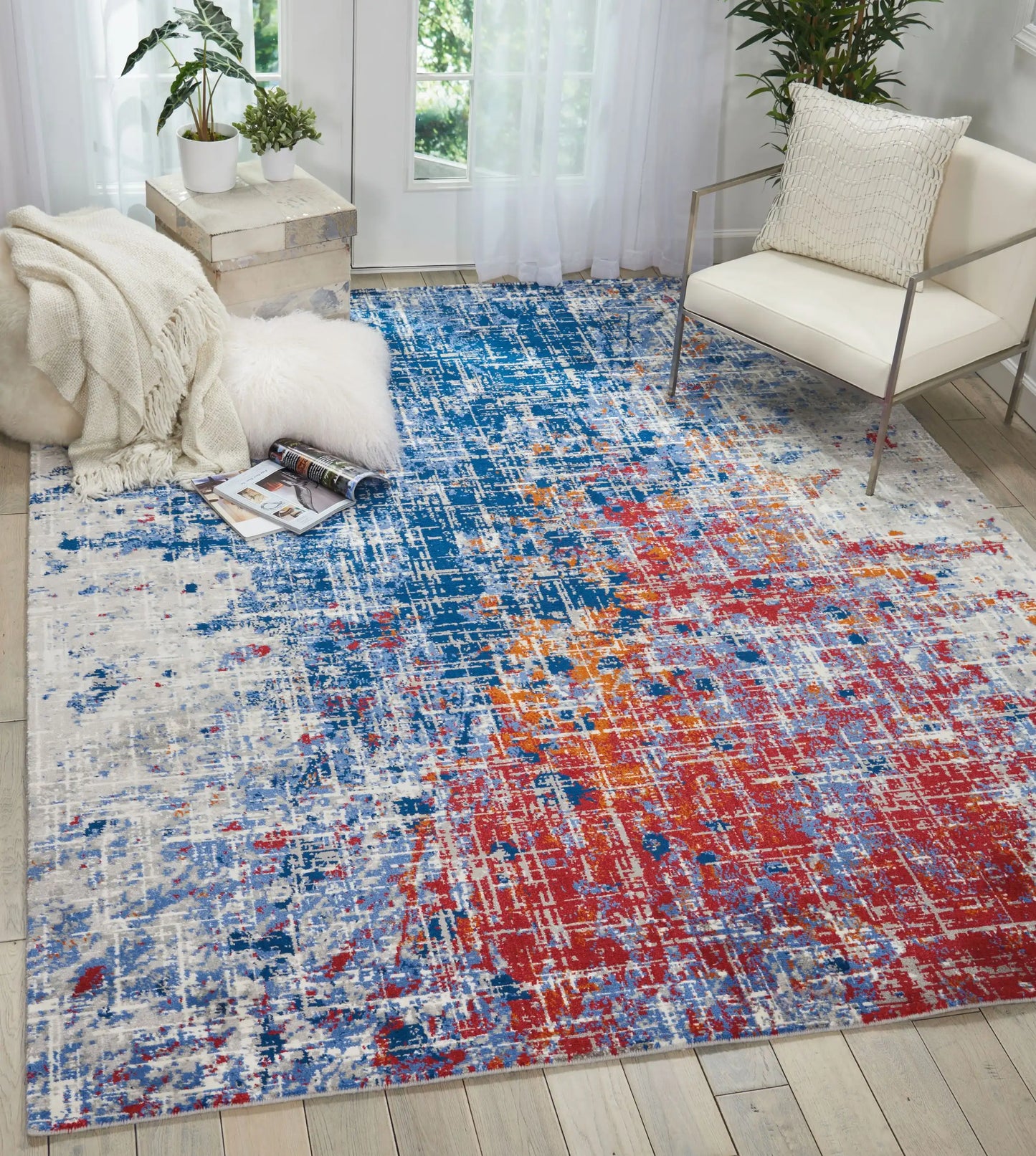 Twilight Nourison TWI25 Red Blue Rug RS