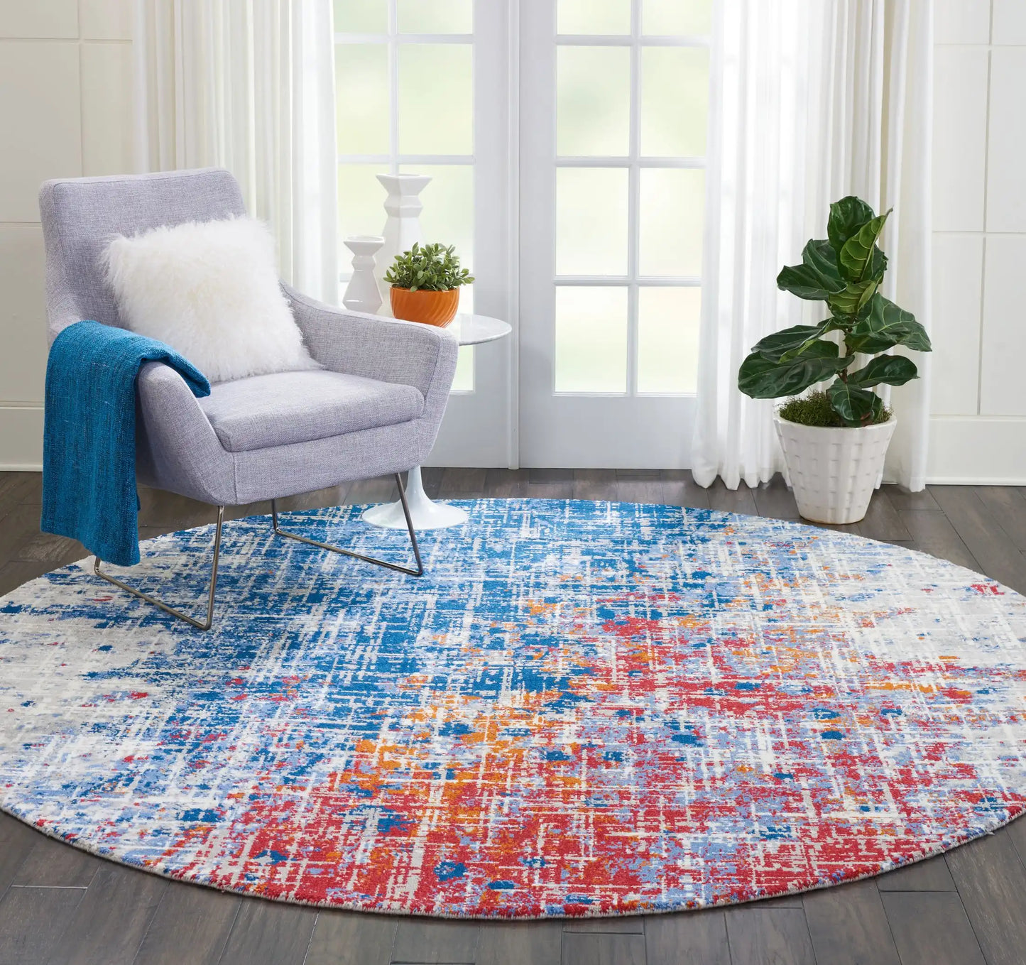 Twilight Nourison TWI25 Red Blue Rug RS