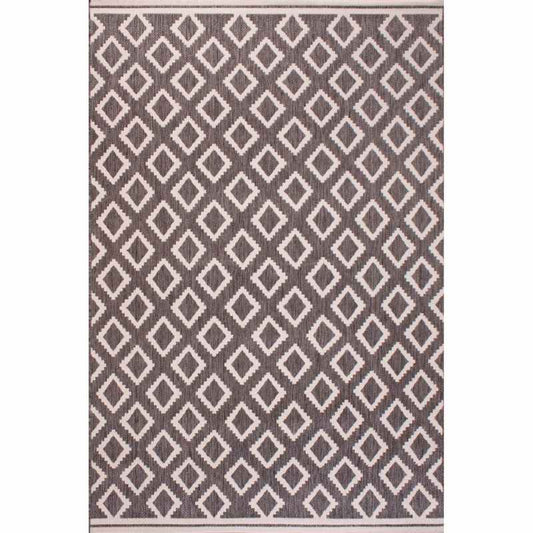 Terrace Diamond Modern Geometric Indoor Outdoor Rugs in Grey