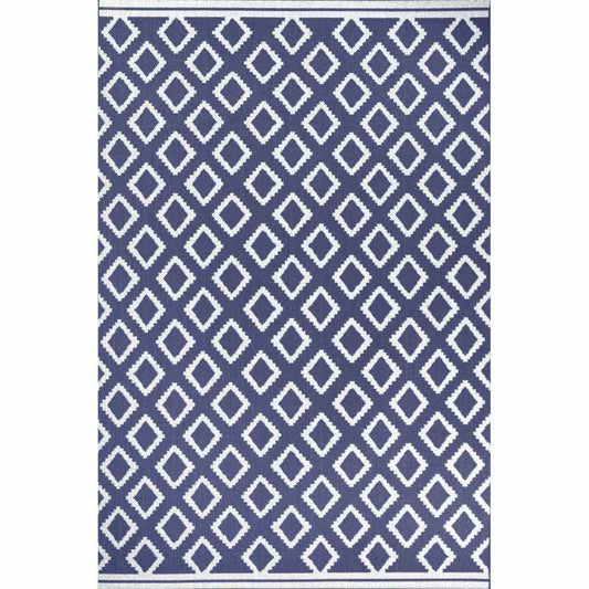 Terrace Diamond Modern Geometric Indoor Outdoor Rugs in Navy Blue
