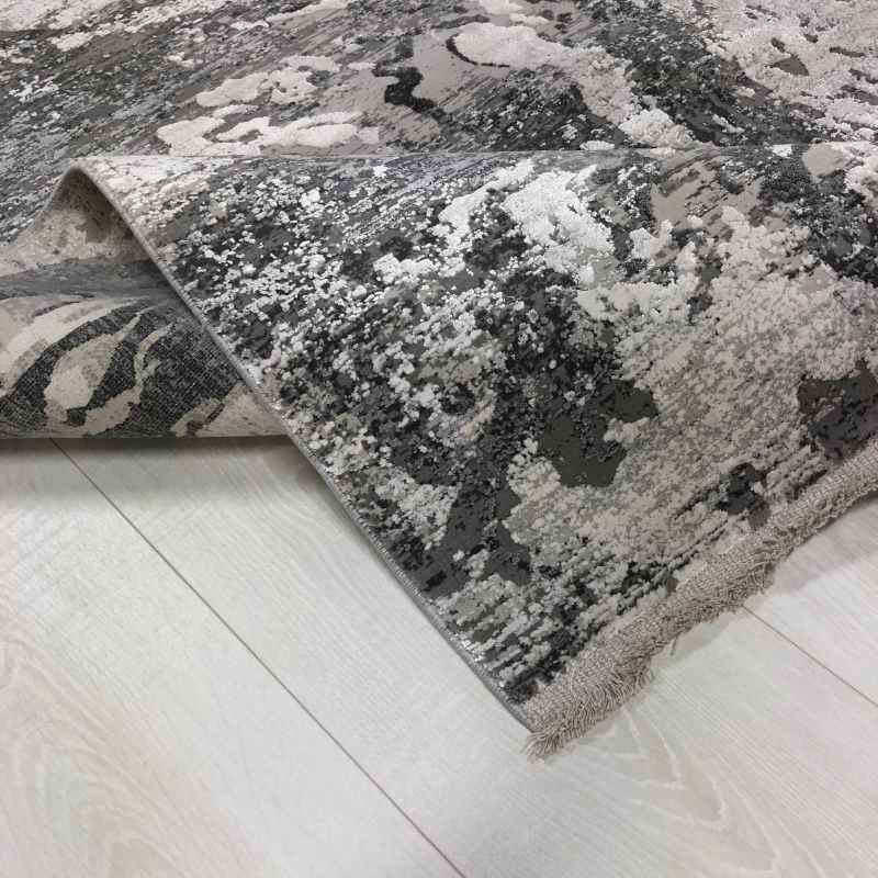 Luxury Toros Abyss Marble Rug In Frost Grey