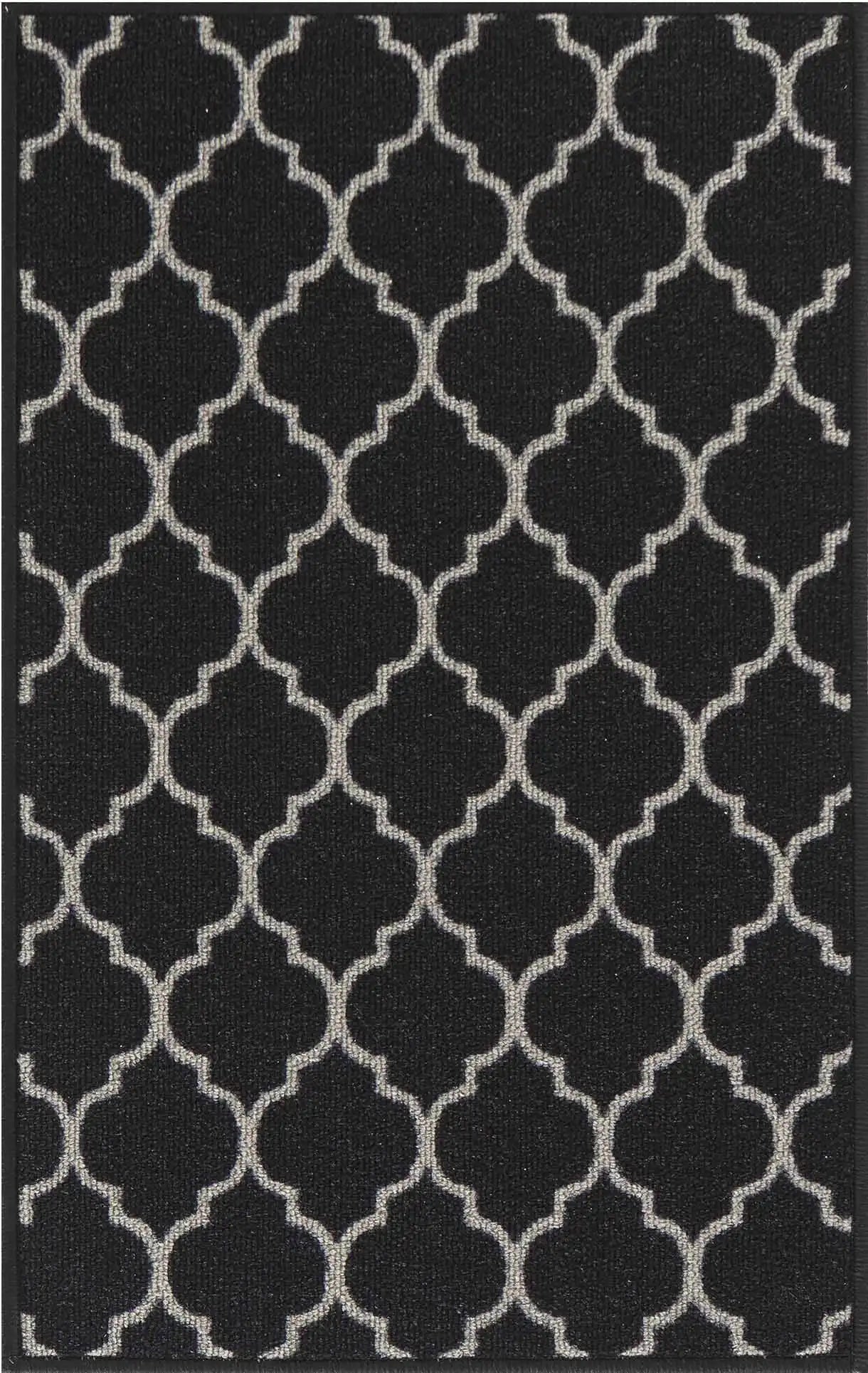 Washable Gel-Back Havana Trellis Black Rug