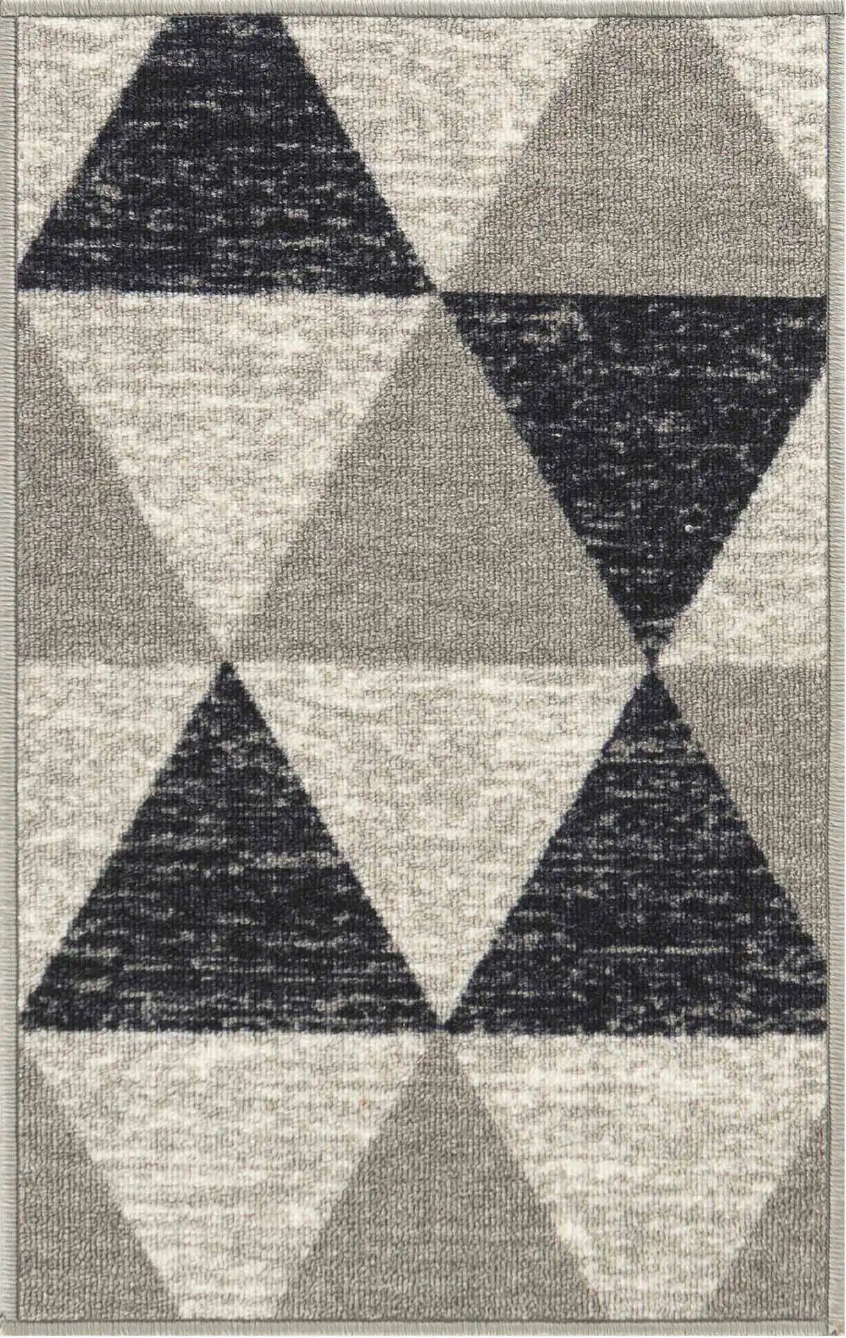 Washable Gel-Back Havana Triangle Grey Rug