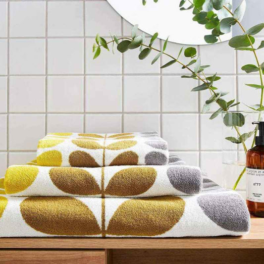 Trio Stem Dune Bathroom Towel in Yellow by Orla Kiely