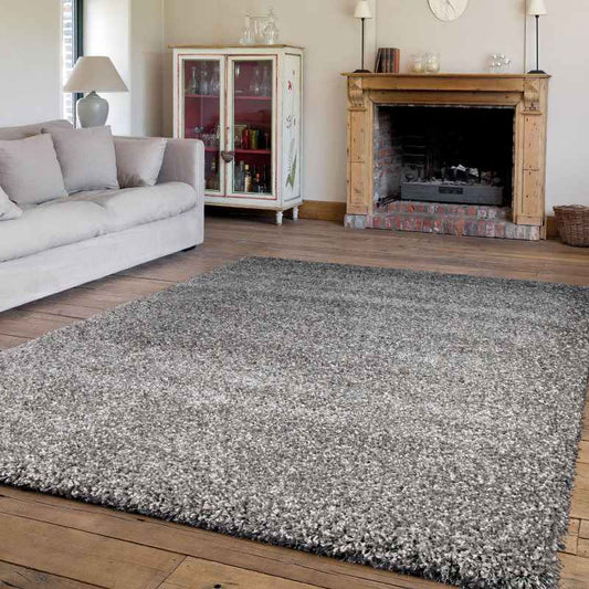 Twilight Speckled Shaggy Rugs 39001 9999 in Silver Grey