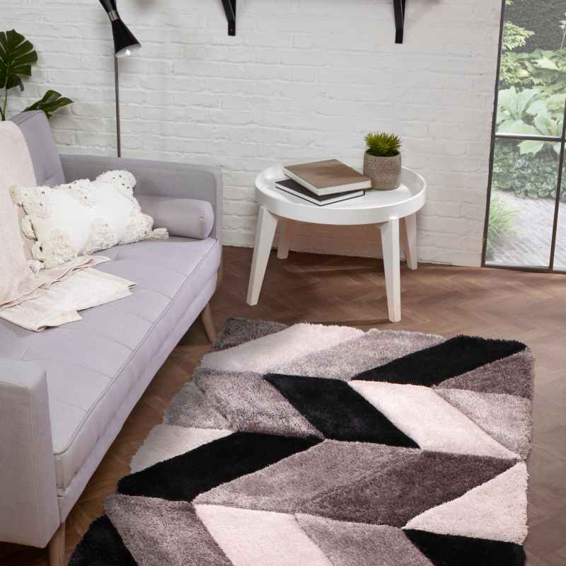 Blazon Geometric Rugs in Grey