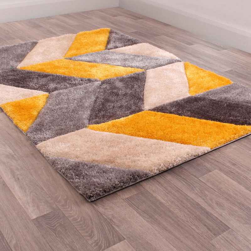 Blazon Geometric Rugs in Ochre Yellow