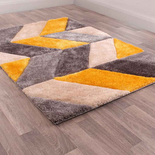 Blazon Geometric Rugs in Ochre Yellow