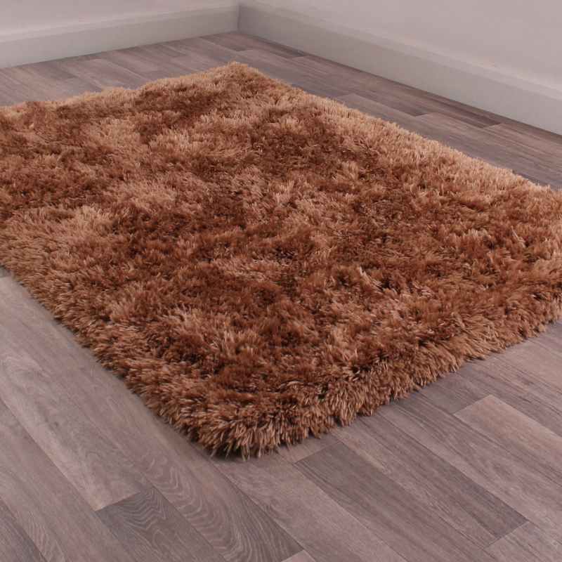 Flossy Plain Shaggy Rugs in Mink Beige