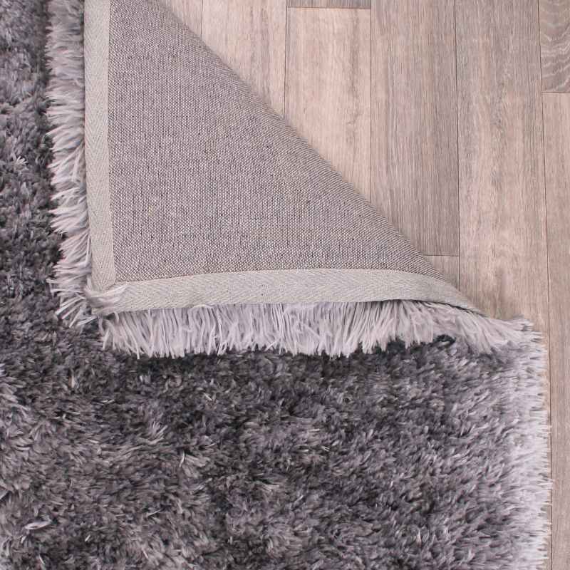 Flossy Plain Shaggy Rugs in Silver Grey