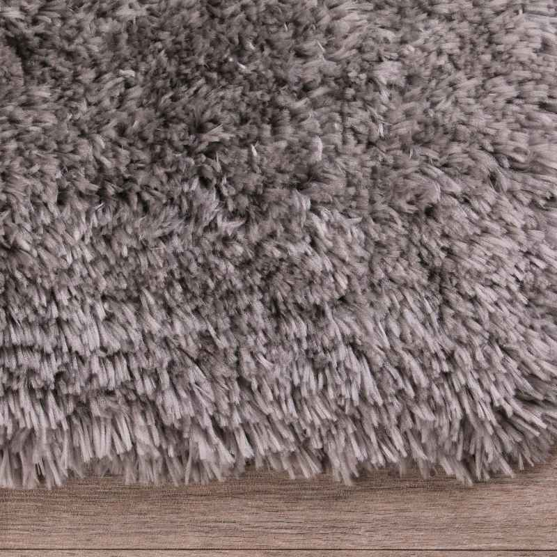 Flossy Plain Shaggy Rugs in Silver Grey