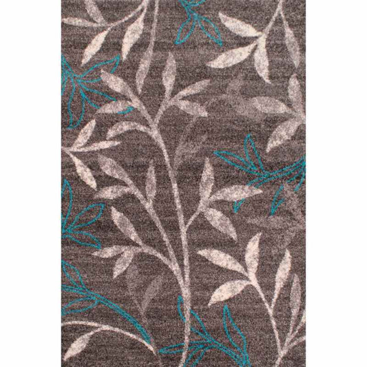 Spirit Leaf Botanical Rugs in Grey Teal