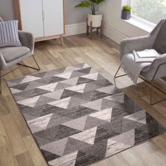 Spirit Triangle Modern Geometric Rugs in Grey