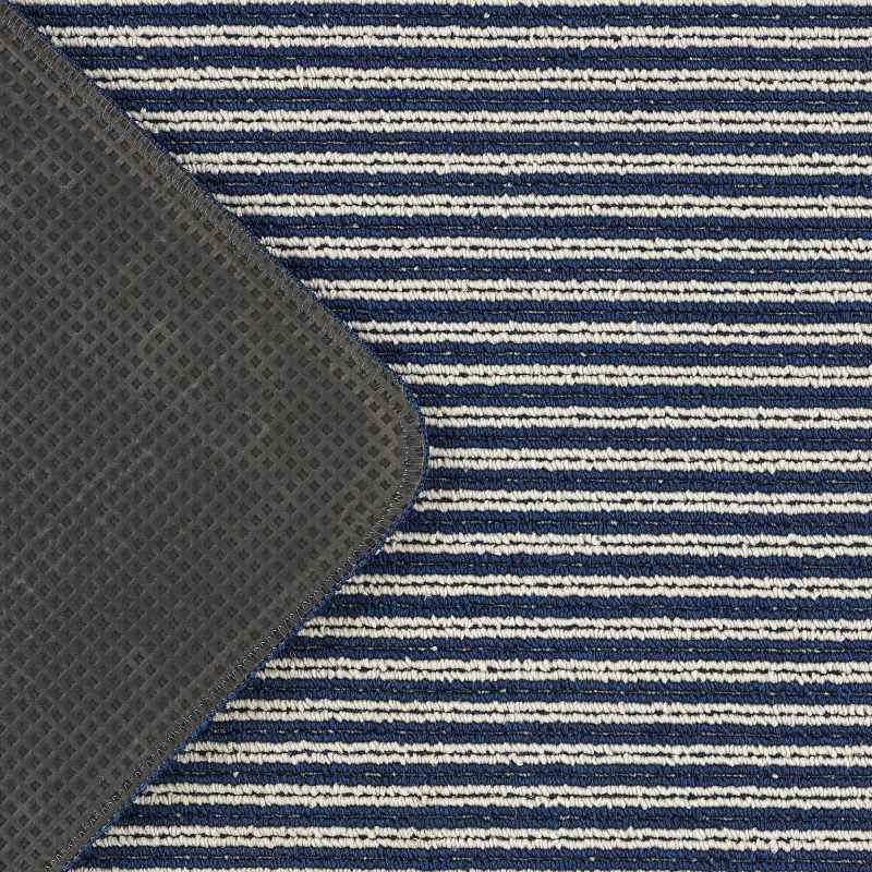 Stripe Washable Anti Slip Utility Mat in Navy Blue