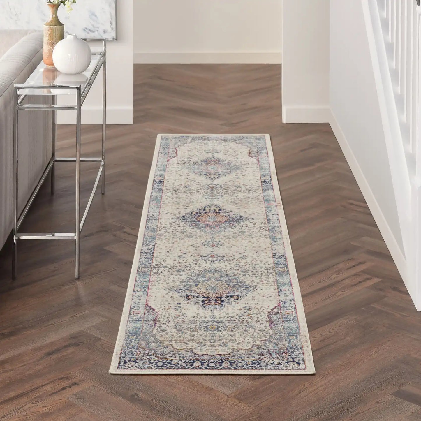 Vintage Kashan VKA07 Ivory Blue Rug RS