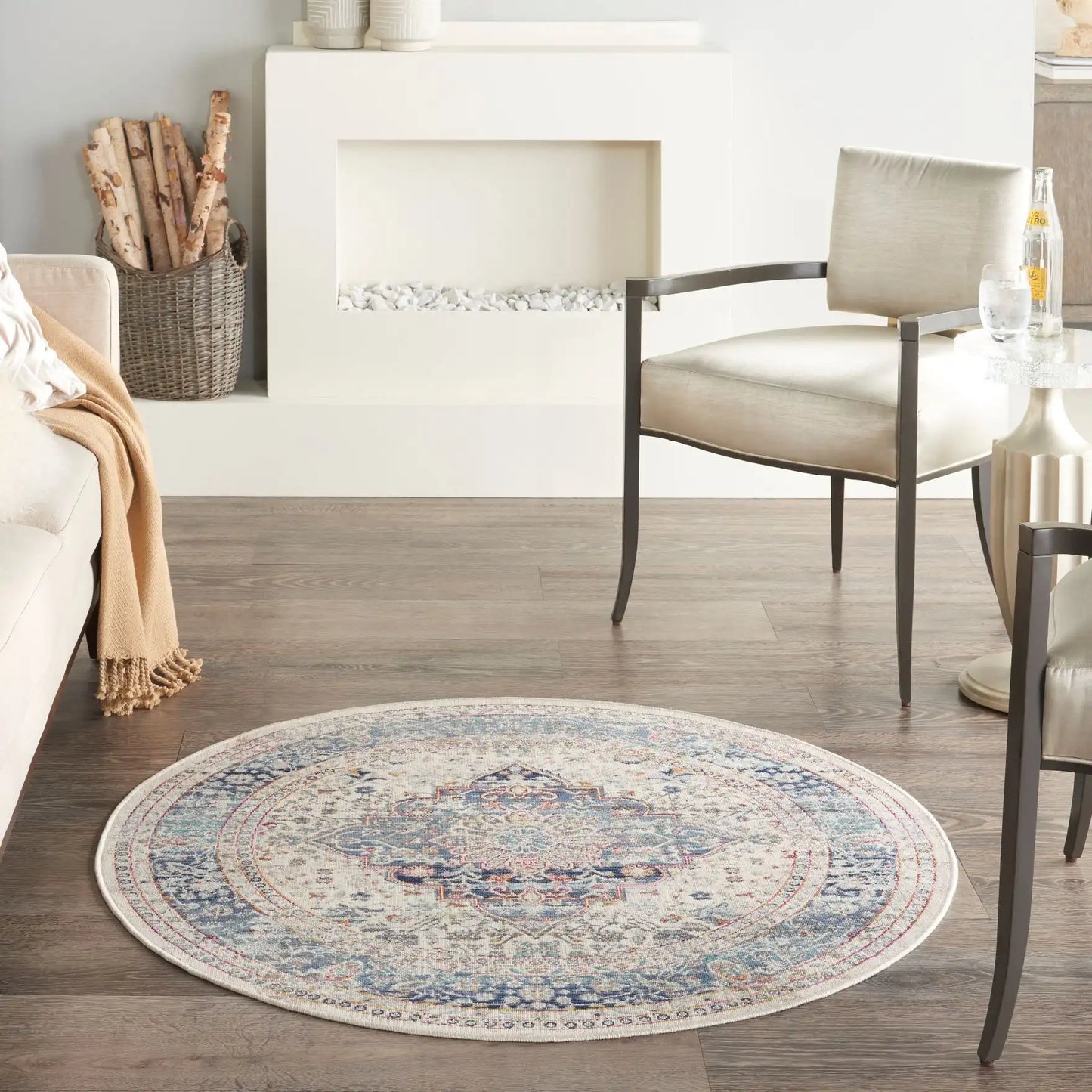 Vintage Kashan VKA07 Ivory Blue Rug RS
