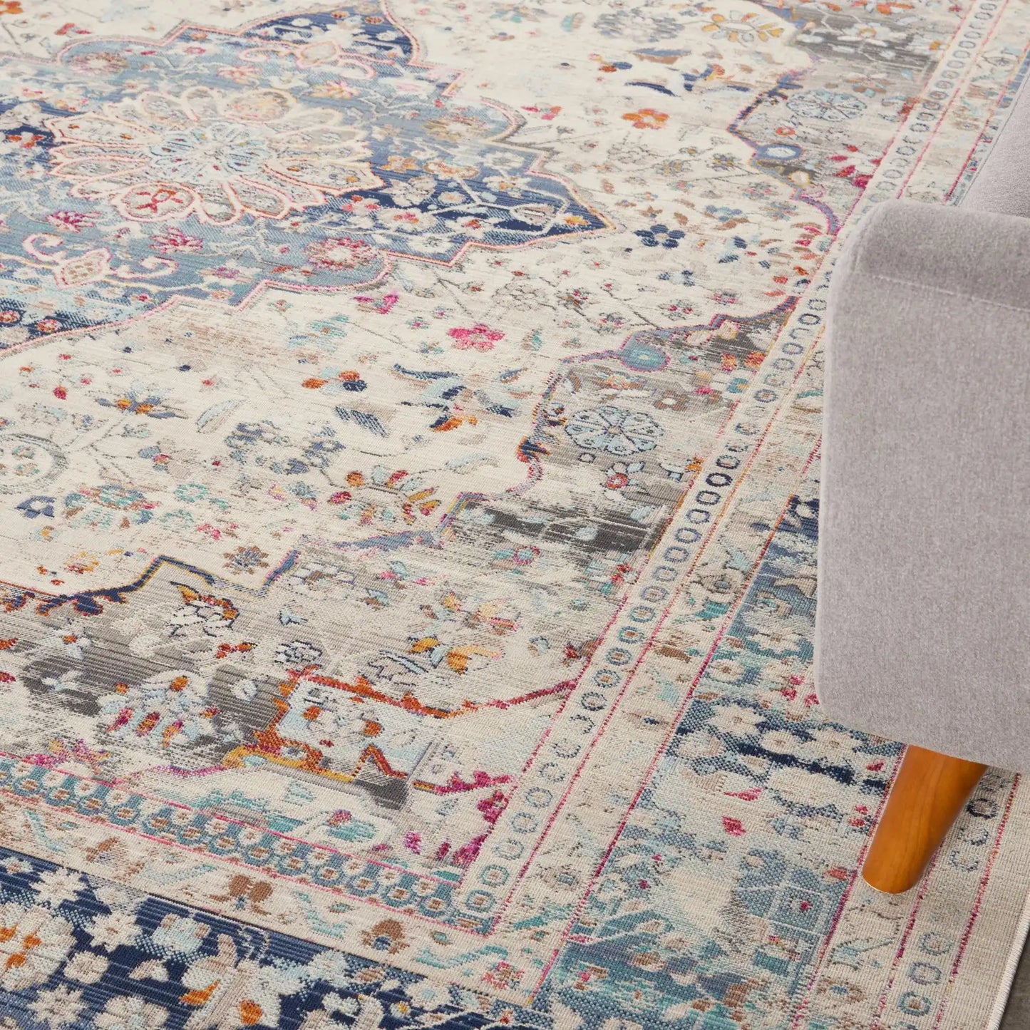 Vintage Kashan VKA07 Ivory Blue Rug RS