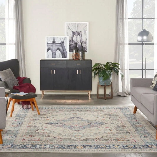 Vintage Kashan VKA07 Ivory Blue Rug RS