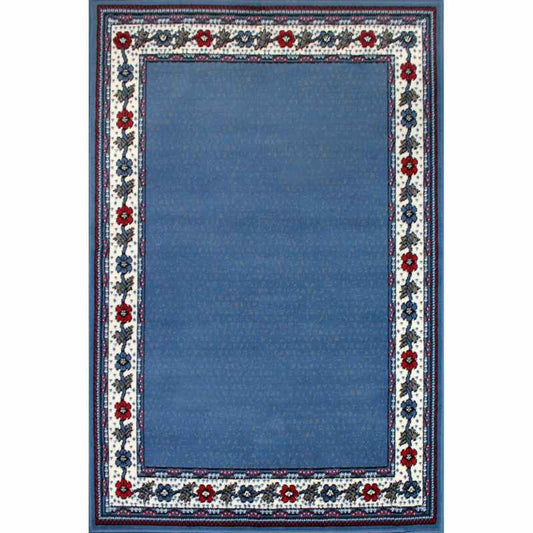 Valencia Plain Bordered Rugs in Blue