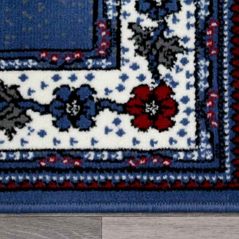 Valencia Plain Bordered Rugs in Blue