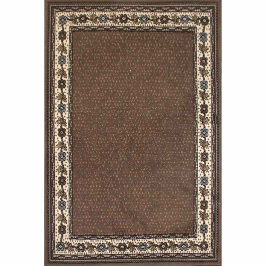 Valencia Plain Bordered Rugs in Chocolate Brown